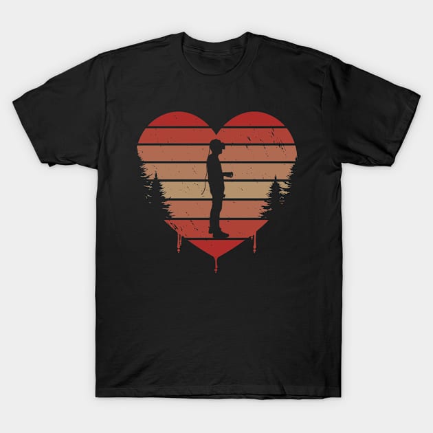 Cute Red Vintage Heart Vr Gaming 80s Valentine Day Love Gift Idea T-Shirt by Lyume